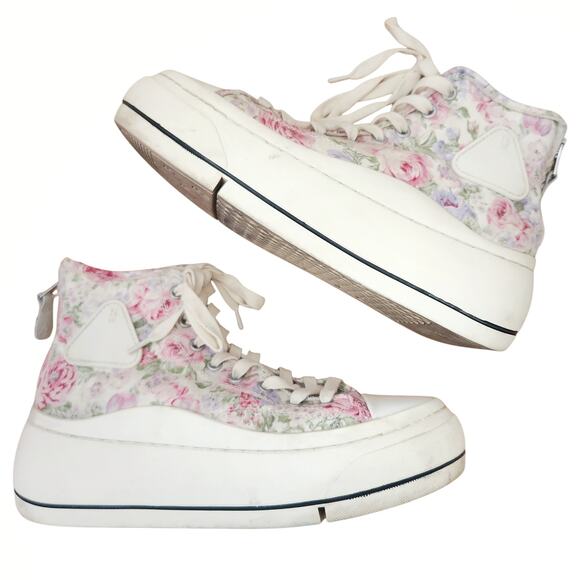 R13 Kurt high top platform floral distressed chunky edgy skater sneakers Sz 39 9 - Picture 3 of 7